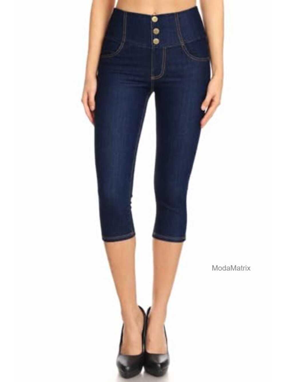 High Waist Pull On Stretch Cropped Skinny Capri Jeggings